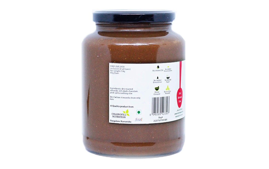 All Over Nuts 55% Dark Chocolate Almond Butter Crunchy   Glass Jar  1 kilogram